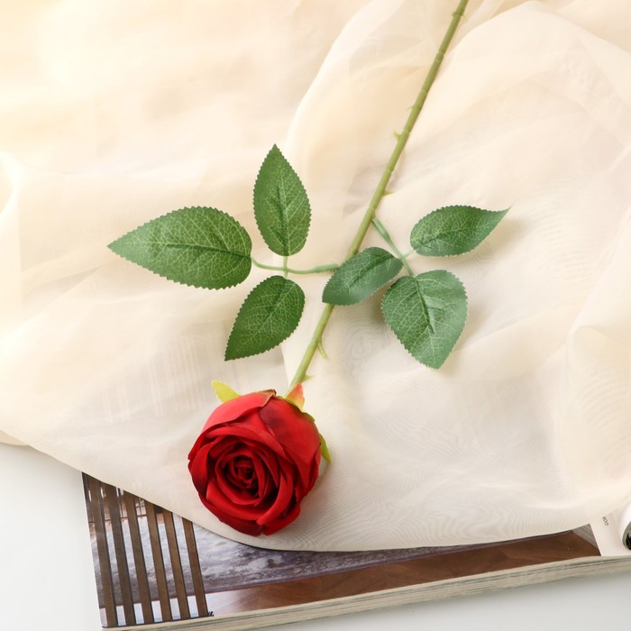Цветы искусственные "Роза Шёлк" 7х56 см, красный - Фото 1