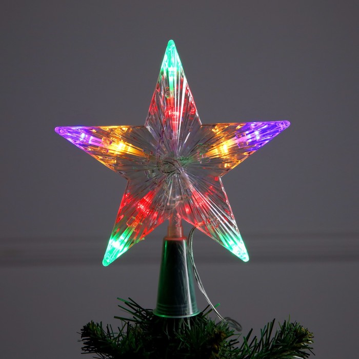 Светодиодная верхушка на ёлку «Звезда белая» 16 см, 10 LED, батарейки ААх2 (не в комплекте), свечение мульти - Фото 1