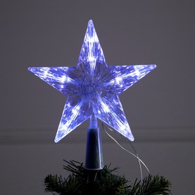 Светодиодная верхушка на ёлку «Звезда белая» 16 см, 10 LED, батарейки ААх2 (не в комплекте), свечение белое