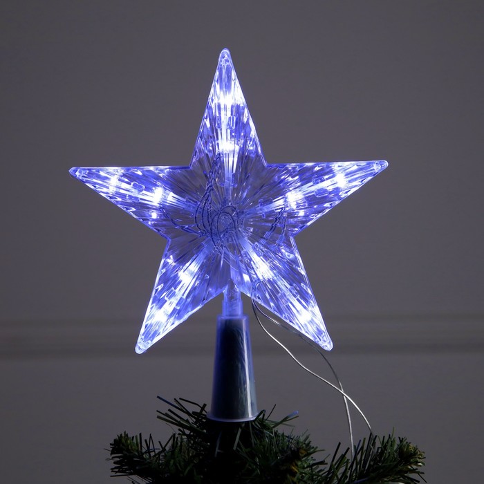 Светодиодная верхушка на ёлку «Звезда белая» 16 см, 10 LED, батарейки ААх2 (не в комплекте), свечение белое - Фото 1