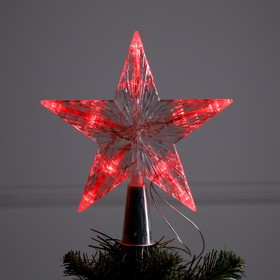 Светодиодная верхушка на ёлку «Звезда белая» 16 см, 10 LED, батарейки ААх2 (не в комплекте), свечение красное