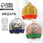 Медаль призовая 055, d=. 4,5 см. 1 место. Цвет золото. Без ленты - Фото 1