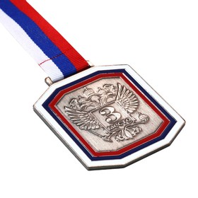 Медаль под нанесение 002, триколор. Цвет бронз. С лентой. 6 х 7 см