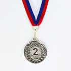 Медаль призовая 004 диам 5 см. 2 место. Цвет сер. С лентой - фото 6944701