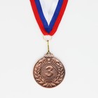 Медаль призовая 004, d= 5 см. 3 место. Цвет бронза. С лентой - Фото 2