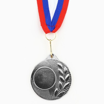 Медаль под нанесение 006, d= 5 см. Цвет серебро. С лентой