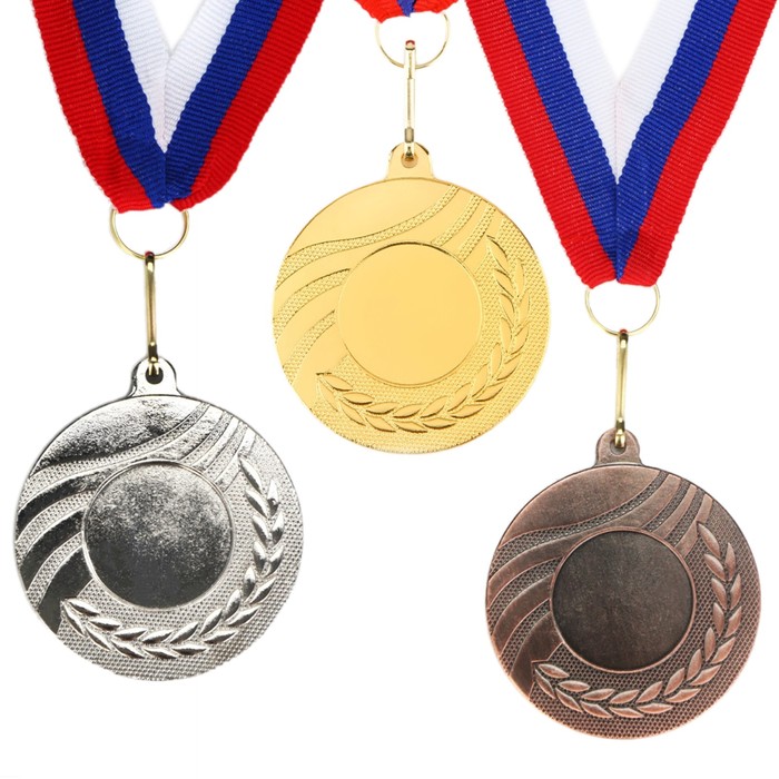 Медаль под нанесение 007, d= 5 см. Цвет серебро. С лентой - Фото 1