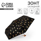 Зонт женский механический, 6 спиц, чёрный - Фото 1