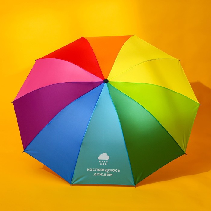 Зонт радужный «Наслаждаюсь дождём», 10 спиц. - фото 1906288749