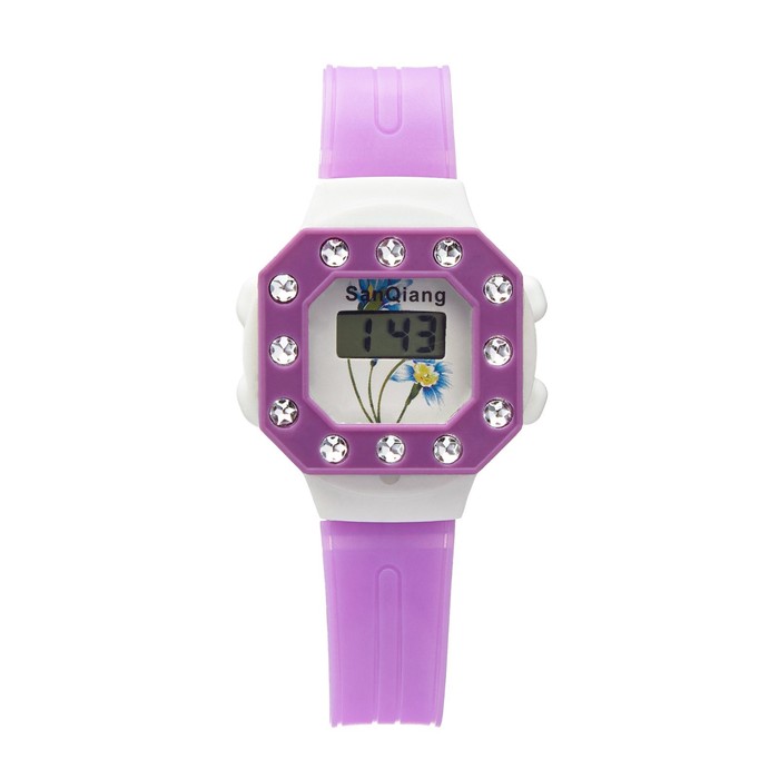 Часы наручные электронные, детские, длина 20 см, сиреневые - Фото 1