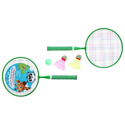 Набор для бадминтона ONLYTOP «Друзья»: 2 ракетки 44 см, 2 волана, мяч, чехол, зелёный
