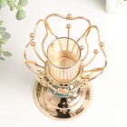 Подсвечник металл, стекло на 1 свечу "Цветок с голубым шариком" d-5,5 см 11,5х11,5х25 см - фото 25496751