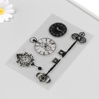 Штамп для творчества силикон "Винтаж. Часы и ключи" 16х11 см - фото 22281885