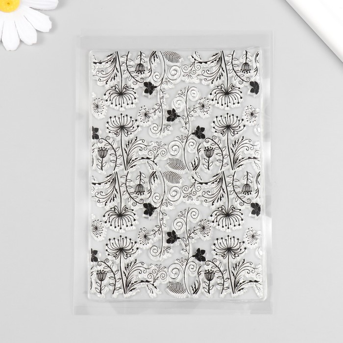 Штамп для творчества силикон "Цветы хризантемы" 16х11 см