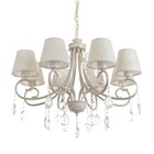 Люстра 06417/8 WH+GD белый/золото/хрусталь 8х40Вт E14 54х54х100см - фото 24399134