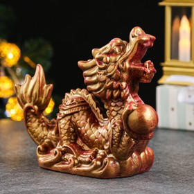 Фигура "Большой огненный дракон" бордовая с золотым, 18х12х10см