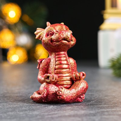 Фигура "Дракон Гох" бордовая с золотом, 8х5,5х5см