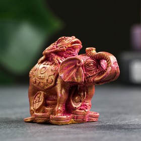 Фигура "Слон на деньгах" бордовая с золотым, 7,5х4,5х6см