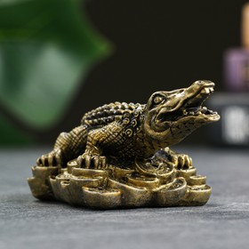 Фигура "Крокодил на деньгах" старое золото, 10х6,5х4,5см