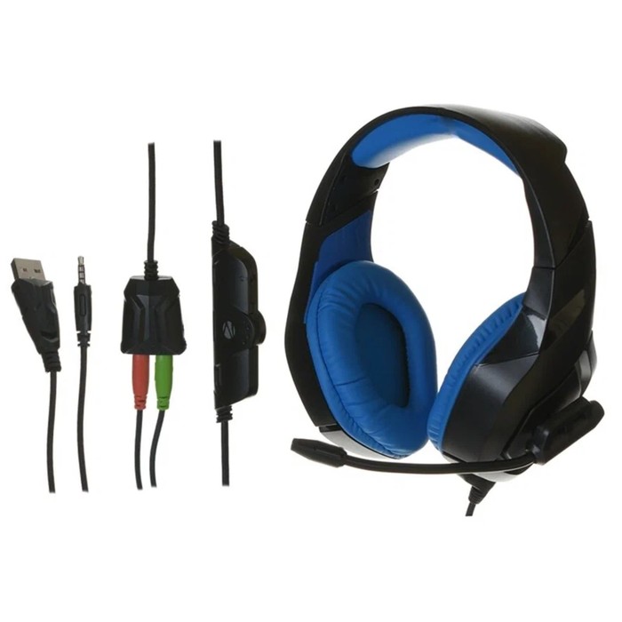 Наушники ZEBRONICS игровые полноразмерные микрофон 35 мм BT 50 чёрно-синие 138100₽