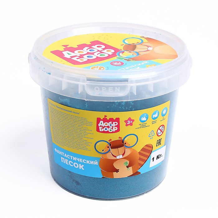 Фантастический песок в ведерке 1 кг, цвета Микс, в комплекте формочка