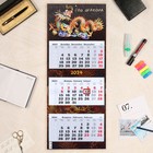 Календарь квартальный трио "Символ года" 2024 год, тиснение, лак, плотный картон, 34х84см - фото 4267057