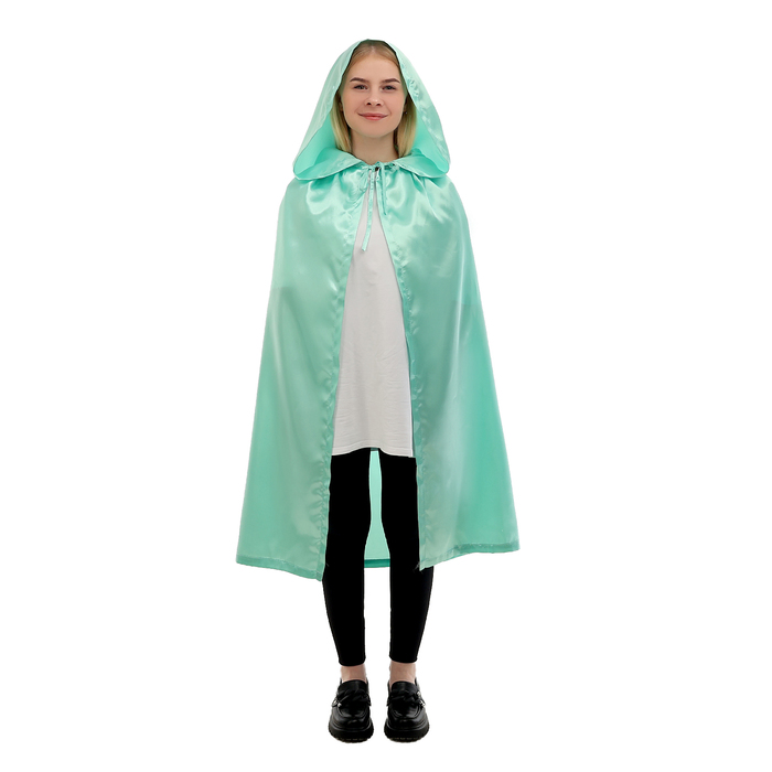 Карнавальный плащ детский, атлас, мятный, длина 85 см - Фото 1