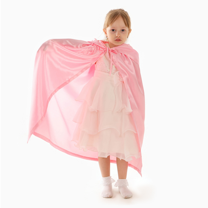 Карнавальный плащ детский, атлас, цвет розовый, длина 85 см - фото 1907738027