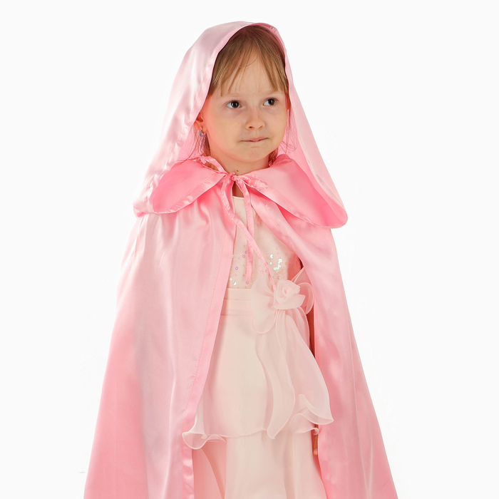 Карнавальный плащ детский, атлас, цвет розовый, длина 85 см - фото 1907738028