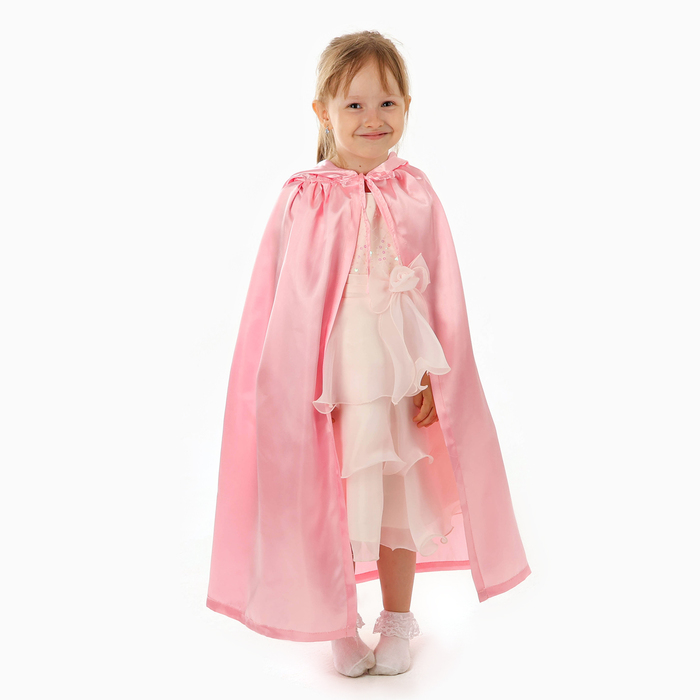 Карнавальный плащ детский, атлас, цвет розовый, длина 85 см - фото 1907738029