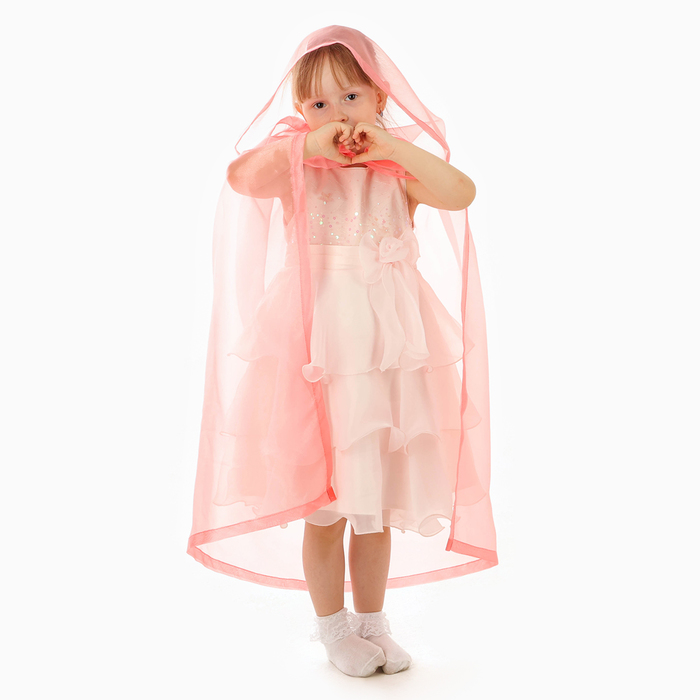 Карнавальный плащ детский, органза розовая, длина 85 см - фото 1907738036