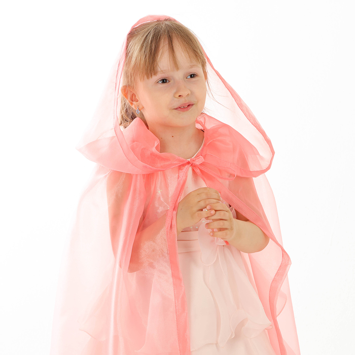 Карнавальный плащ детский, органза розовая, длина 85 см - фото 1907738038