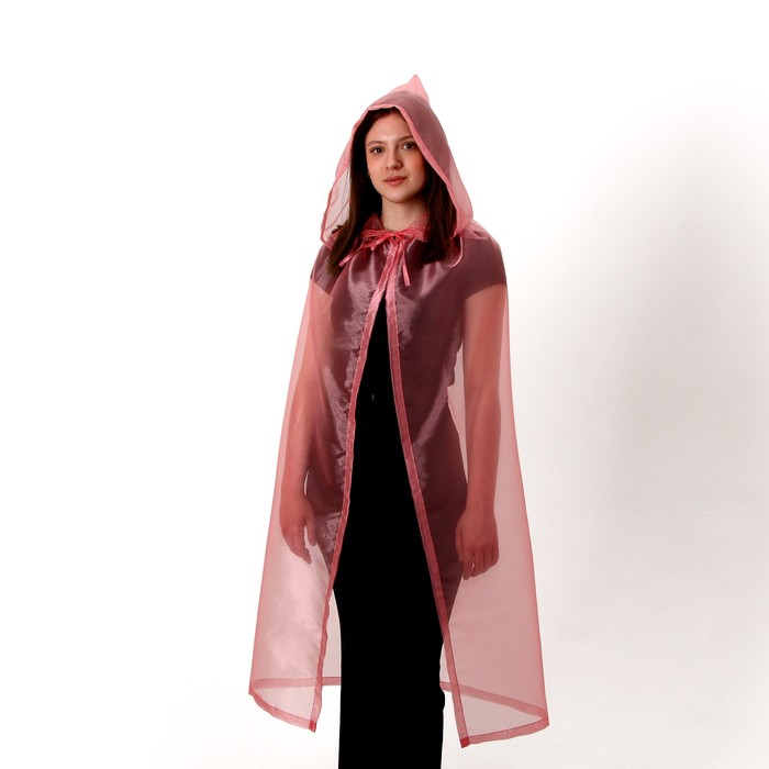 Карнавальный плащ взрослый, органза розовая, длина 120 см - Фото 1