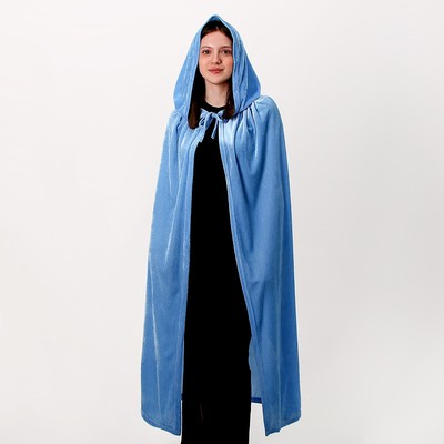 Карнавальный плащ взрослый, плюш, длина 120 см, голубой