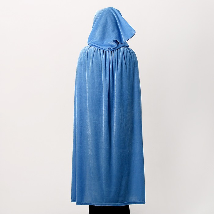 Карнавальный плащ взрослый, плюш, цвет голубой, длина 120 см - фото 1926711852