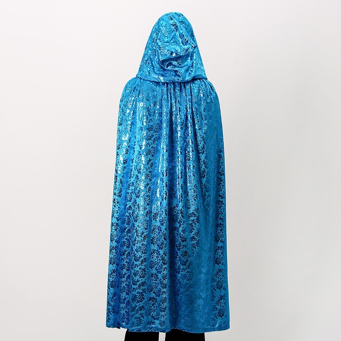 Карнавальный набор: голубой плащ с узором, коса, жезл, корона - фото 1907738052