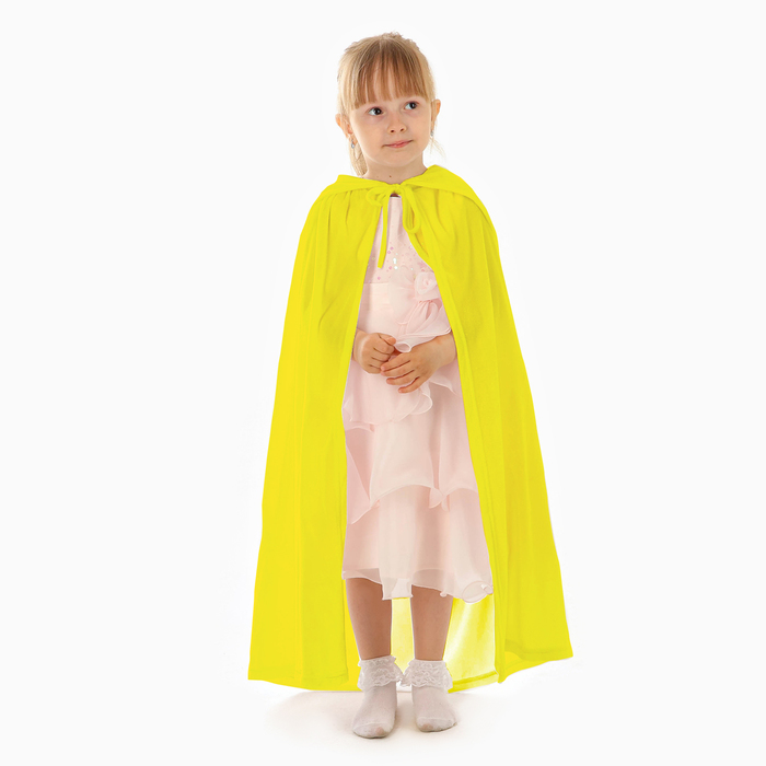 Карнавальный плащ детский, плюш, длина 110 см, желтый - Фото 1