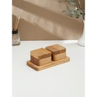 Набор для специй Adelica, 2 банки с крышкой на деревянной подставке, пропитан маслом, 20×10×1.8 см, берёза - Фото 3