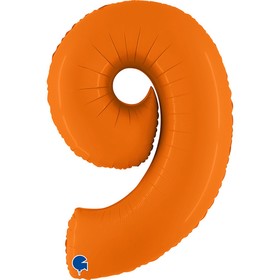 Шар фольгированный 40" «Цифра 9», оранжевый сатин