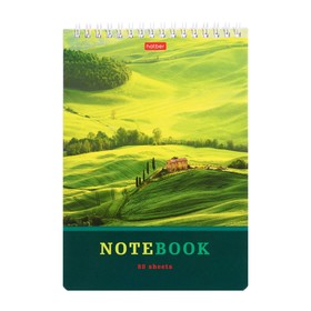Блокнот A5, 80 листов на гребне "Зелёные долины", обложка мелованный картон, УФ-лак, жёсткая подложка