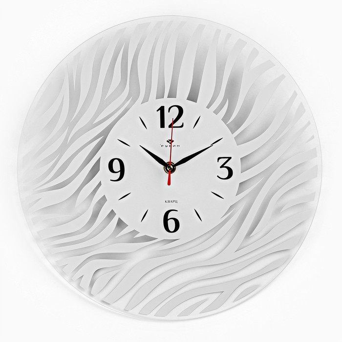 Часы настенные, интерьерные Зебра , бесшумные, d-34 см, белые