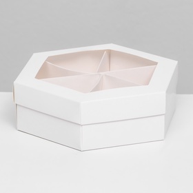 Коробка - менажница белая, с окном, 6 ячеек, 18.5?18.5?5.5 см (комплект 5 шт)