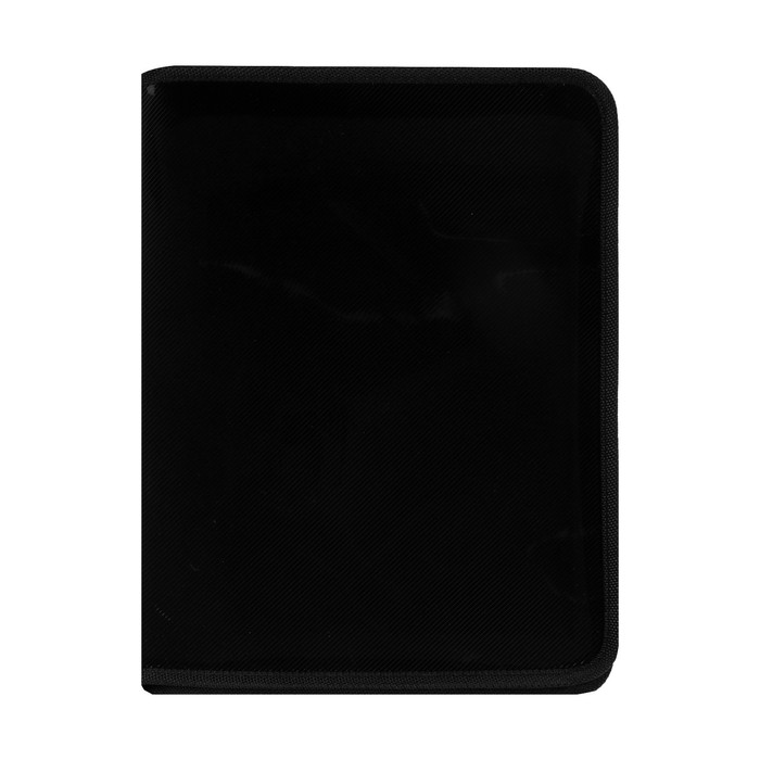 Папка пластиковая А4, молния вокруг, Офис, тонированная черная, рифленая (325х240х25мм)