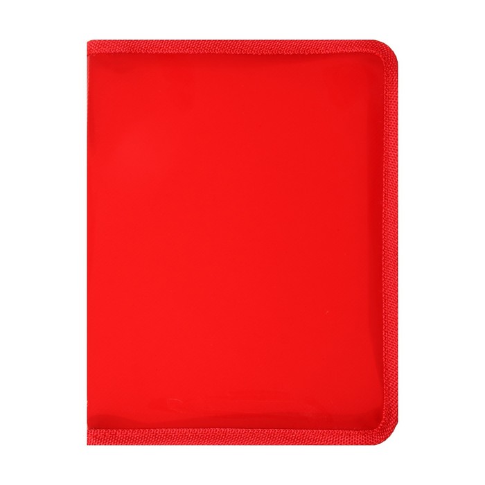 Папка пластиковая А5, молния вокруг, Офис, тонированная красная, рифленая (240х185х25мм)