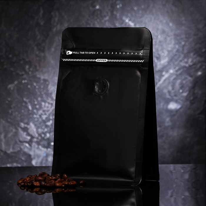 Пакет восьмишовный с клапаном,плоское дно, черный,11 х 21 х 5.5 см - Фото 1