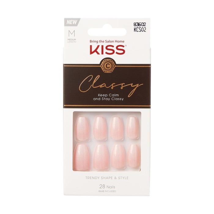 Набор накладных ногтей с клеем Kiss KCS02C «Изысканная классика», средней длины, 28 шт