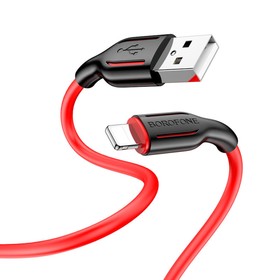 Кабель Borofone BX63, Lightning - USB, 2.4 А, 1 м, TPE оплётка, красный