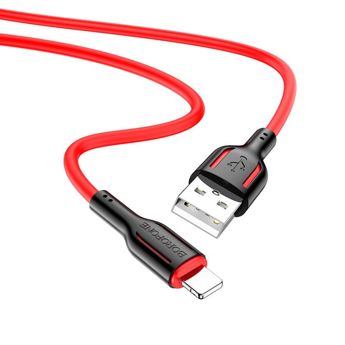 Кабель Borofone BX63, Lightning - USB, 2.4 А, 1 м, TPE оплётка, красный - фото 51463786