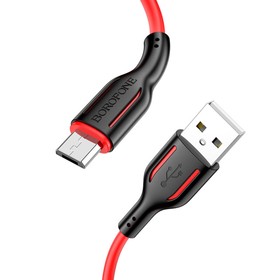Кабель Borofone BX63, microUSB - USB, 2.4 А, 1 м, TPE оплётка, красный