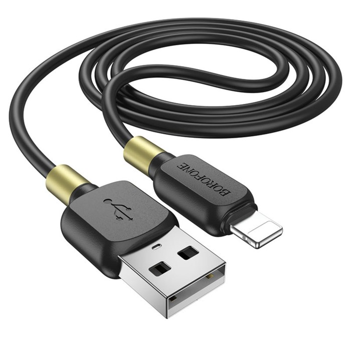 Кабель Borofone BX59, Lightning - USB, 2.4 А, 1 м, PVC оплётка, чёрный - фото 51463811